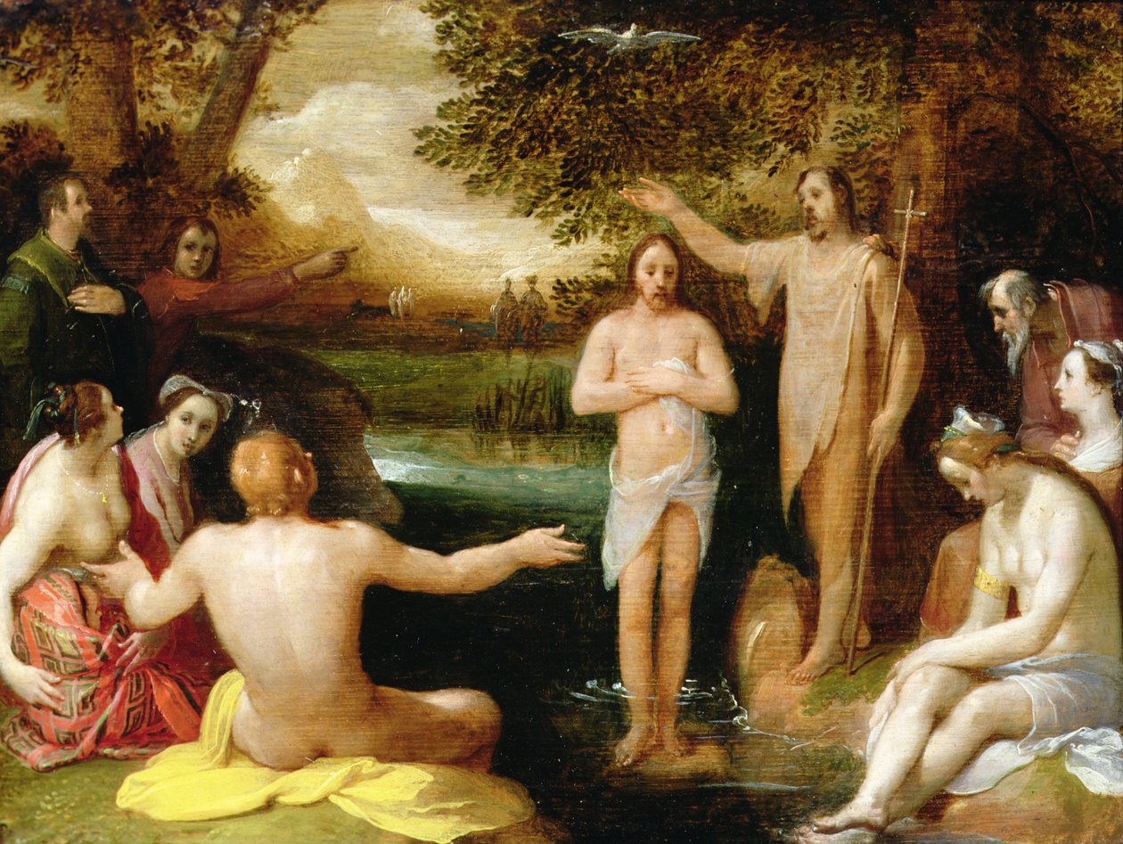 Krisztus keresztsége (olaj) alkotó: Cornelis Cornelisz. van Haarlem