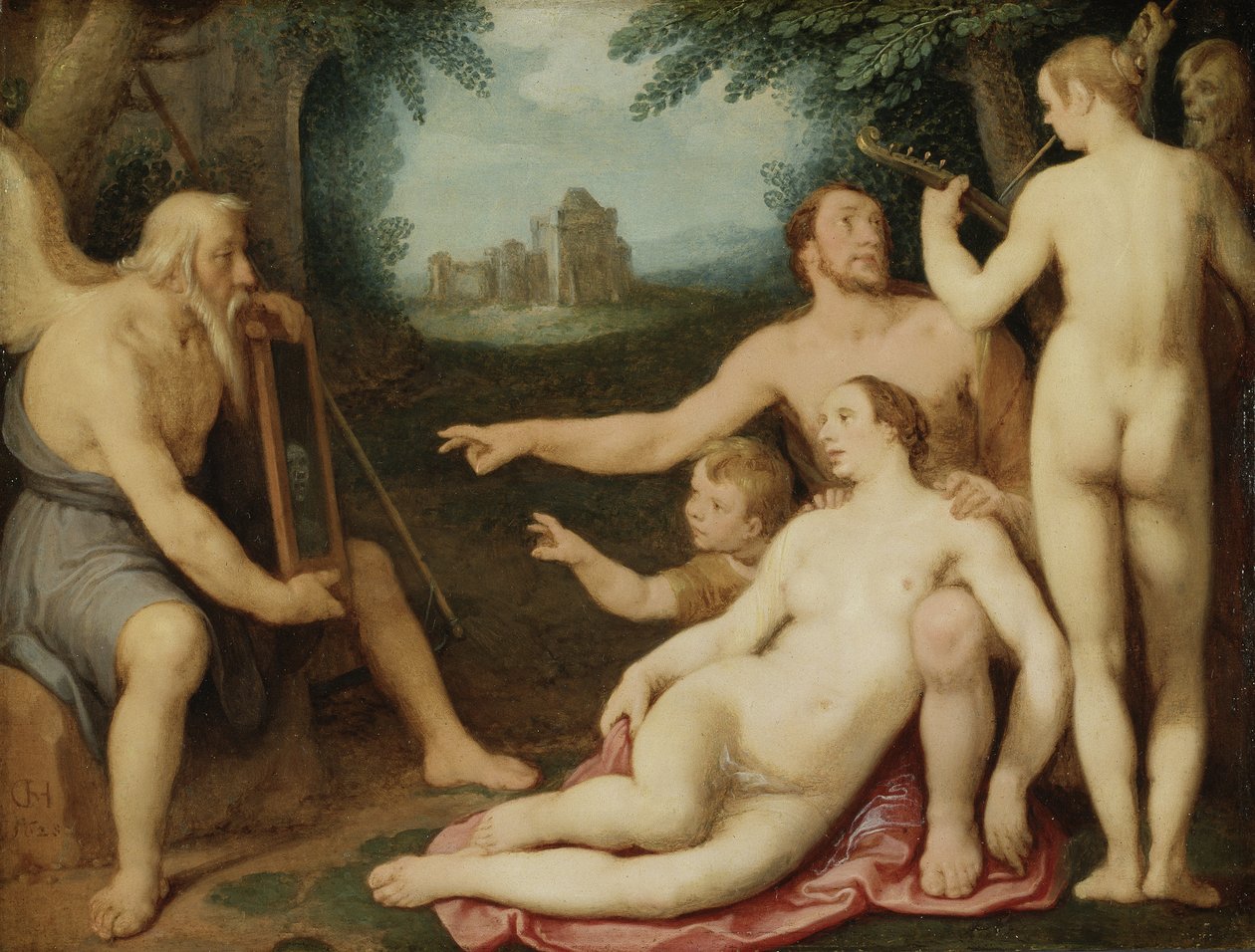 Az idő tükre, 1628 (olaj, réz) alkotó: Cornelis Cornelisz van Haarlem