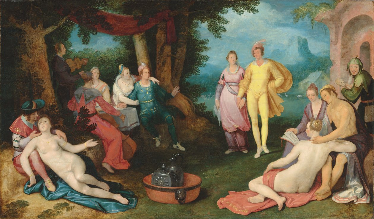 A tékozló fiú a szajhák között (olaj, vászon) alkotó: Cornelis Cornelisz. van Haarlem