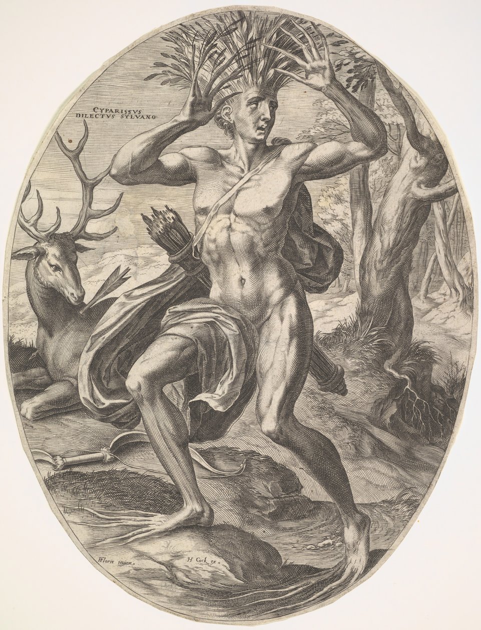 Cyparissus a Vidéki istenek című sorozatból, 1565. alkotó: Cornelis Cort