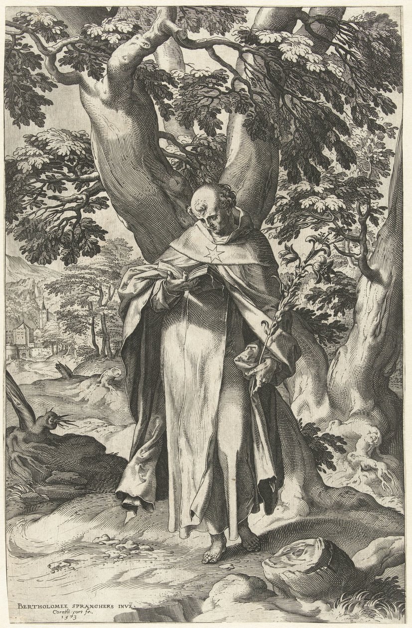 Szent Domonkos, könyvet olvas alkotó: Cornelis Cort