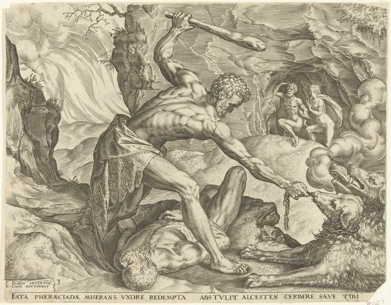 Hercules sleept Cerberus de hel uit Werken van Hercules (series title)   1362560   hu       hungarian Successfully Translated  Original: Gezicht op het eiland Kuiper in de baai van Batavia Translat: Gezicht op het eiland Kuiper in de baai van Batavia 13964 alkotó: Cornelis Cort