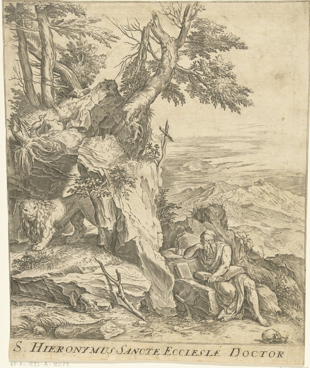 Táj Hieronymus olvasásával alkotó: Cornelis Cort