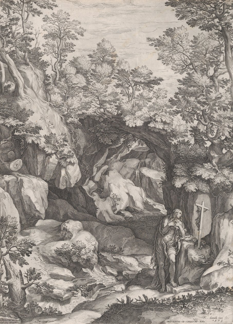 Bűnbánó Mária Magdolna a vadonban, 1573. alkotó: Cornelis Cort