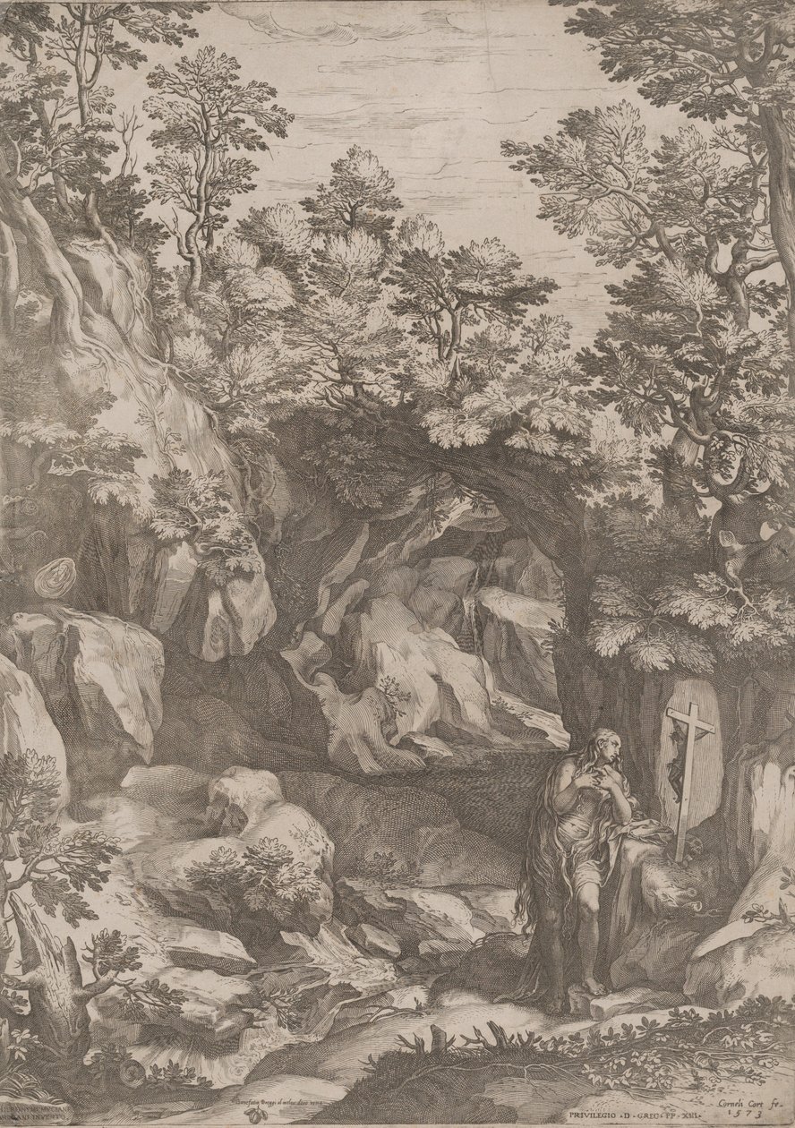 Bűnbánó Mária Magdolna a vadonban, 1573. alkotó: Cornelis Cort