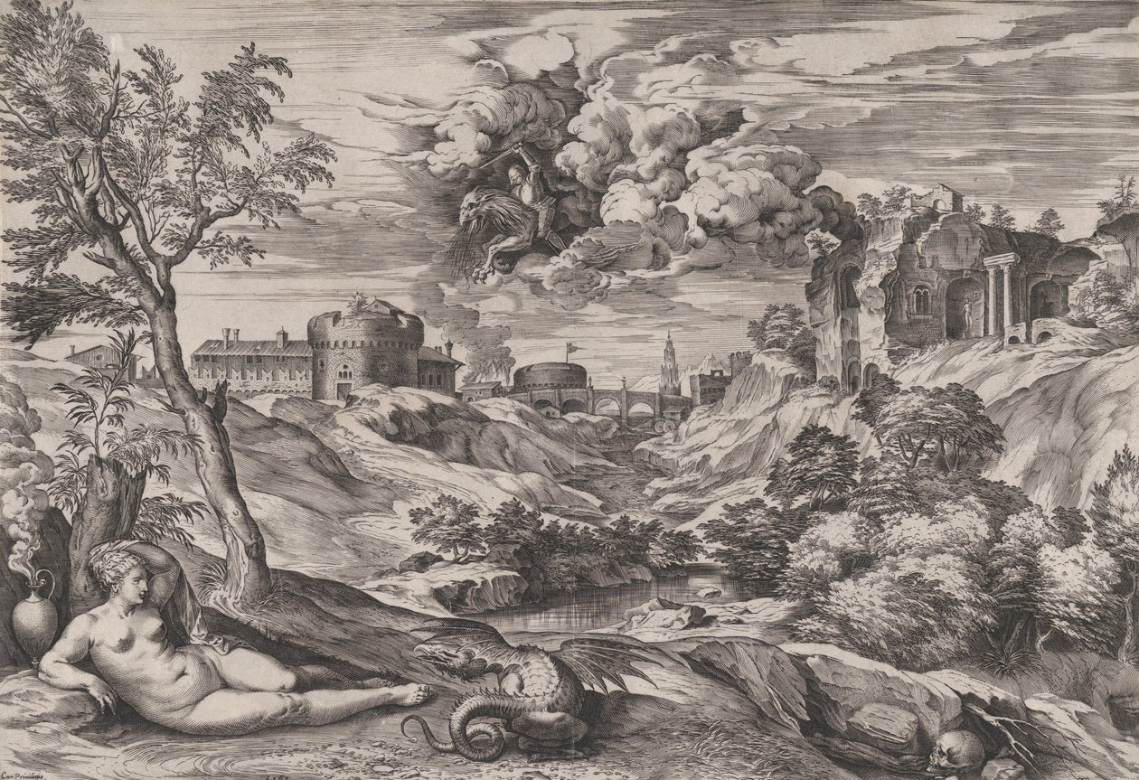 Ruggiero megmenti Angelicát, 1565. alkotó: Cornelis Cort