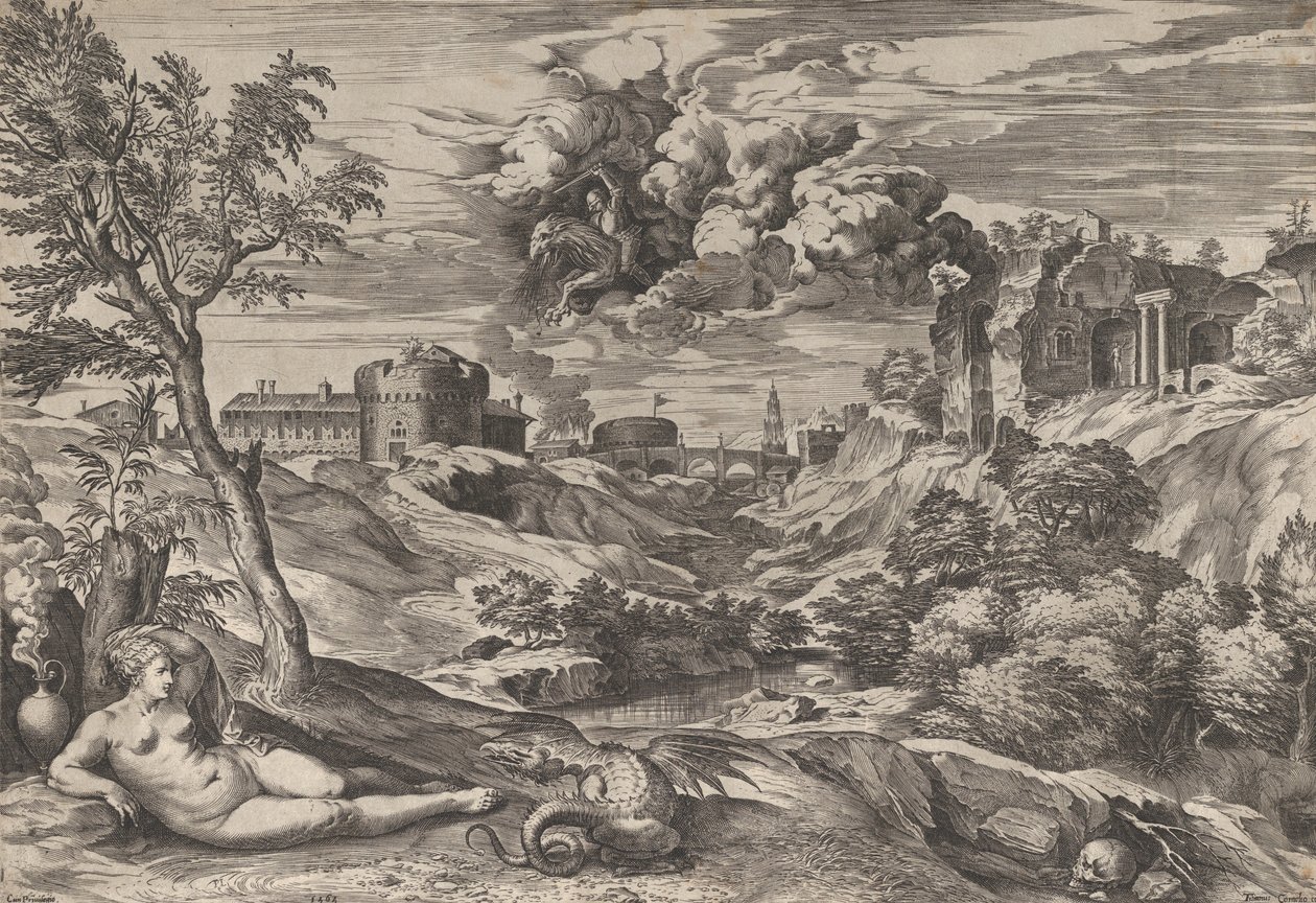 Ruggiero megmenti Angelicát, 1565. alkotó: Cornelis Cort