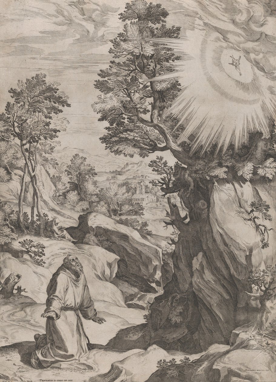 Bűnbánó Szent Ferenc a vadonban, 1575. alkotó: Cornelis Cort