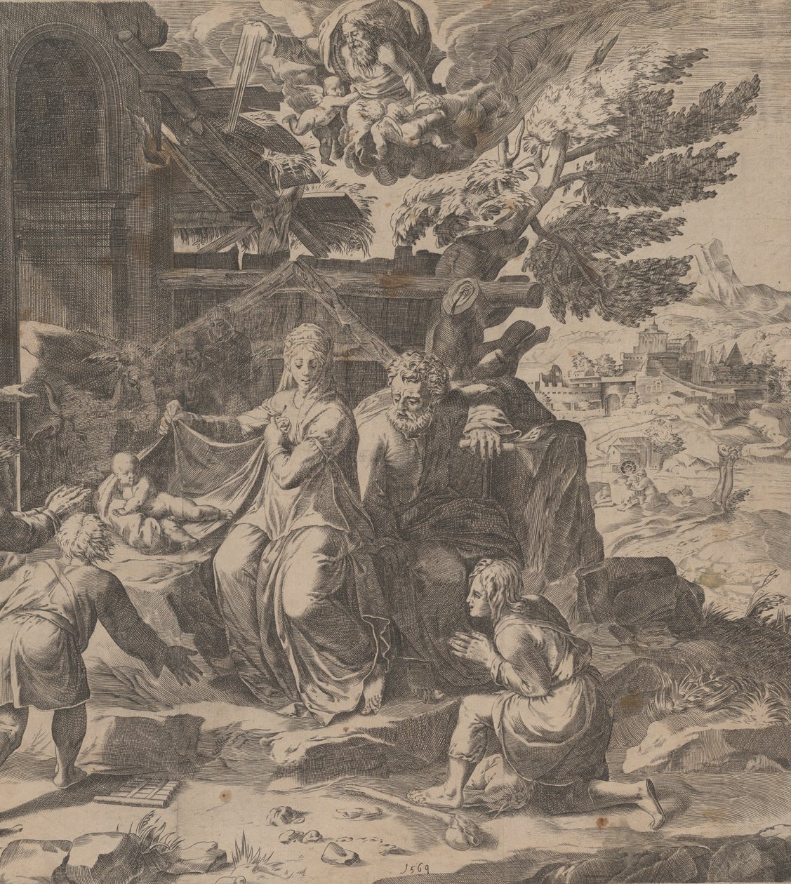 A Pásztorok imádása, 1569. alkotó: Cornelis Cort