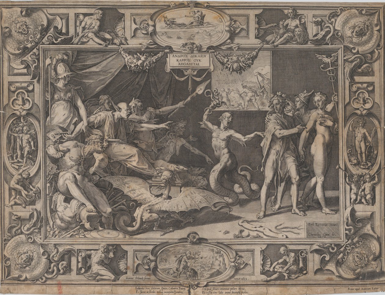 Apelles gyalázata, 1602. alkotó: Cornelis Cort