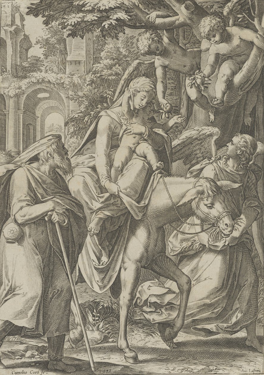 Repülés Egyiptomba, 1571. alkotó: Cornelis Cort