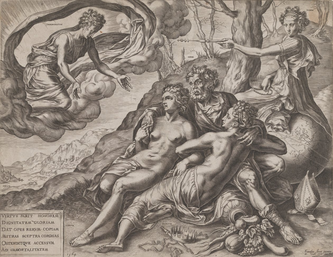 Az erény halhatatlan jutalma, 1564. alkotó: Cornelis Cort