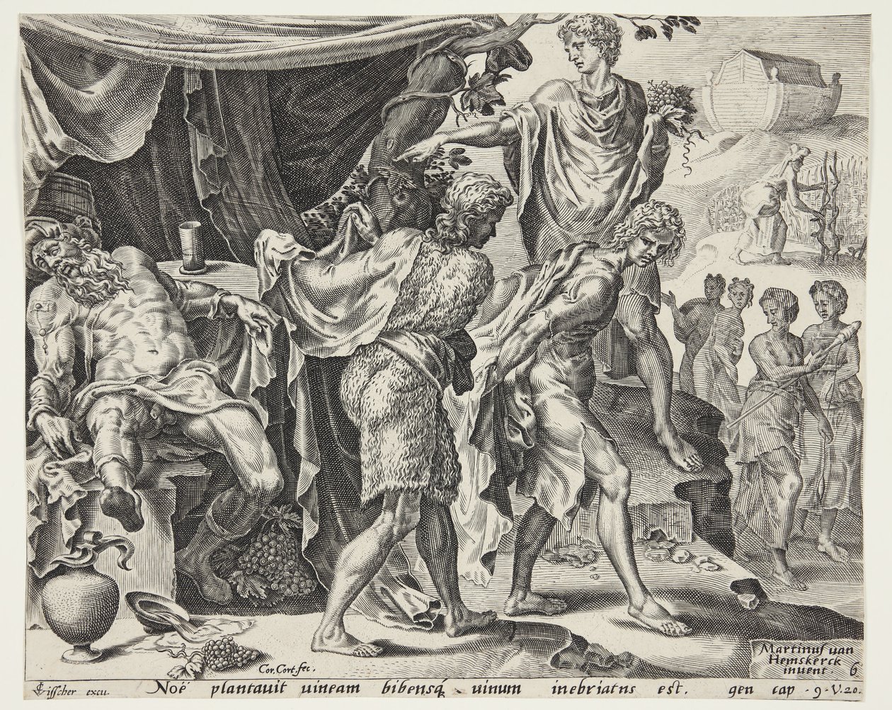 Noé gúnyolása alkotó: Cornelis Cort