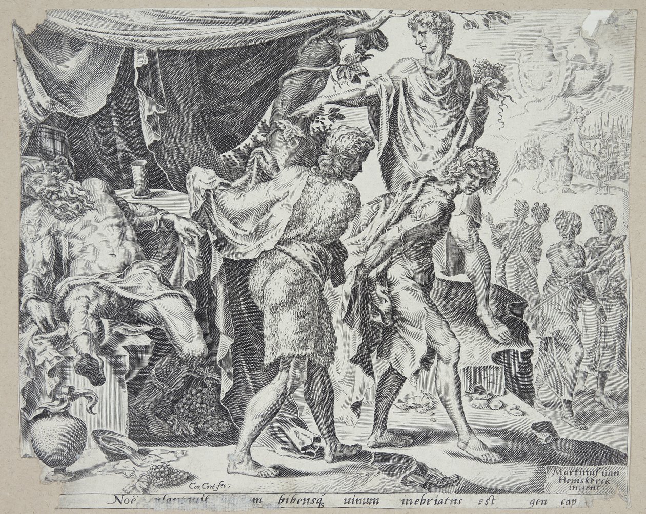 Noé gúnyolása alkotó: Cornelis Cort
