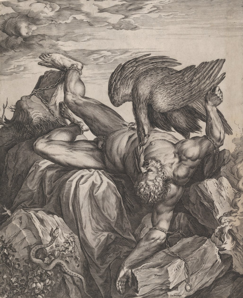 Tityus pokoli büntetés, 1566. alkotó: Cornelis Cort