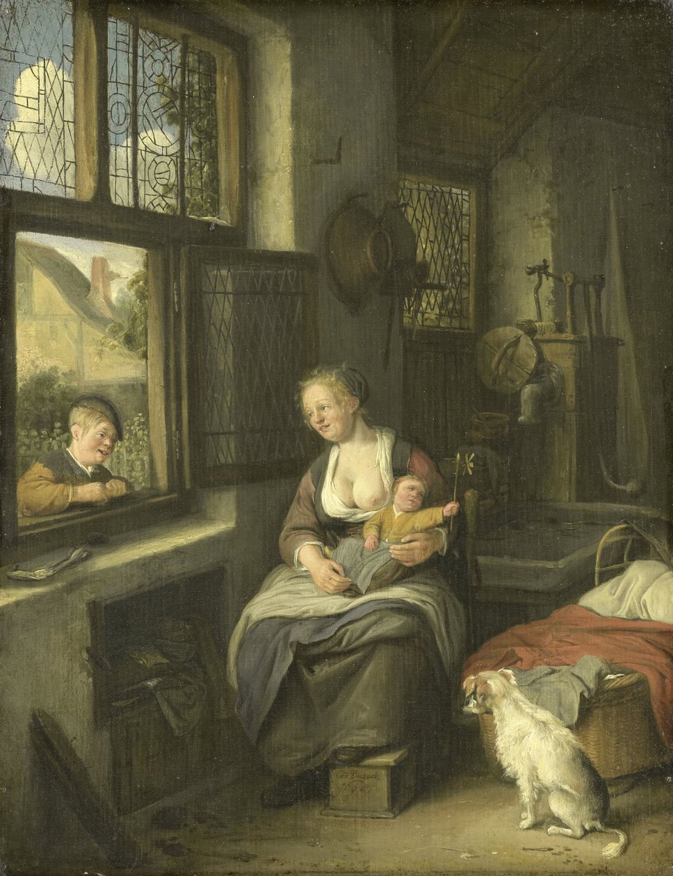 Egy anya gyermekeivel alkotó: Cornelis Dusart