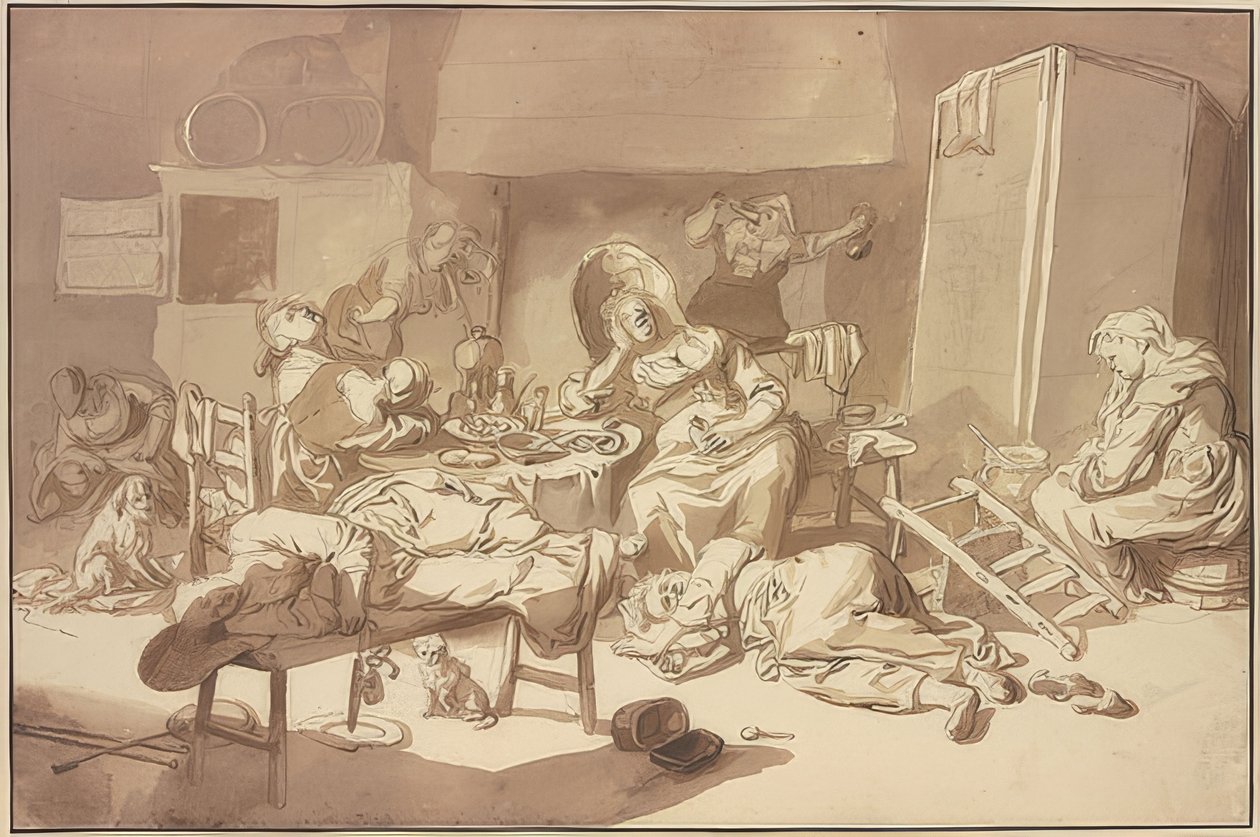 Részeg nők társasága. (nem keltezett) alkotó: Cornelis Dusart