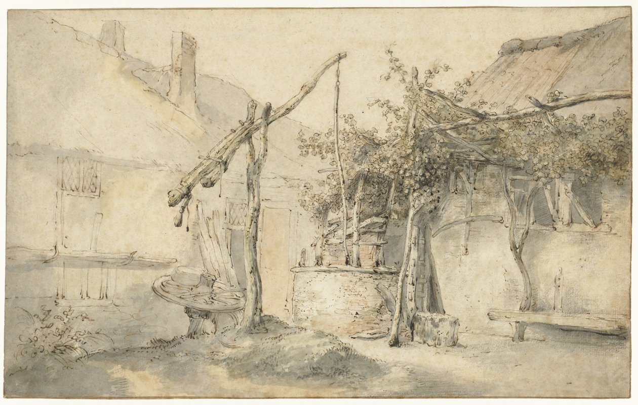 Parasztház kúttal Tanyaudvar kúttal alkotó: Cornelis Dusart