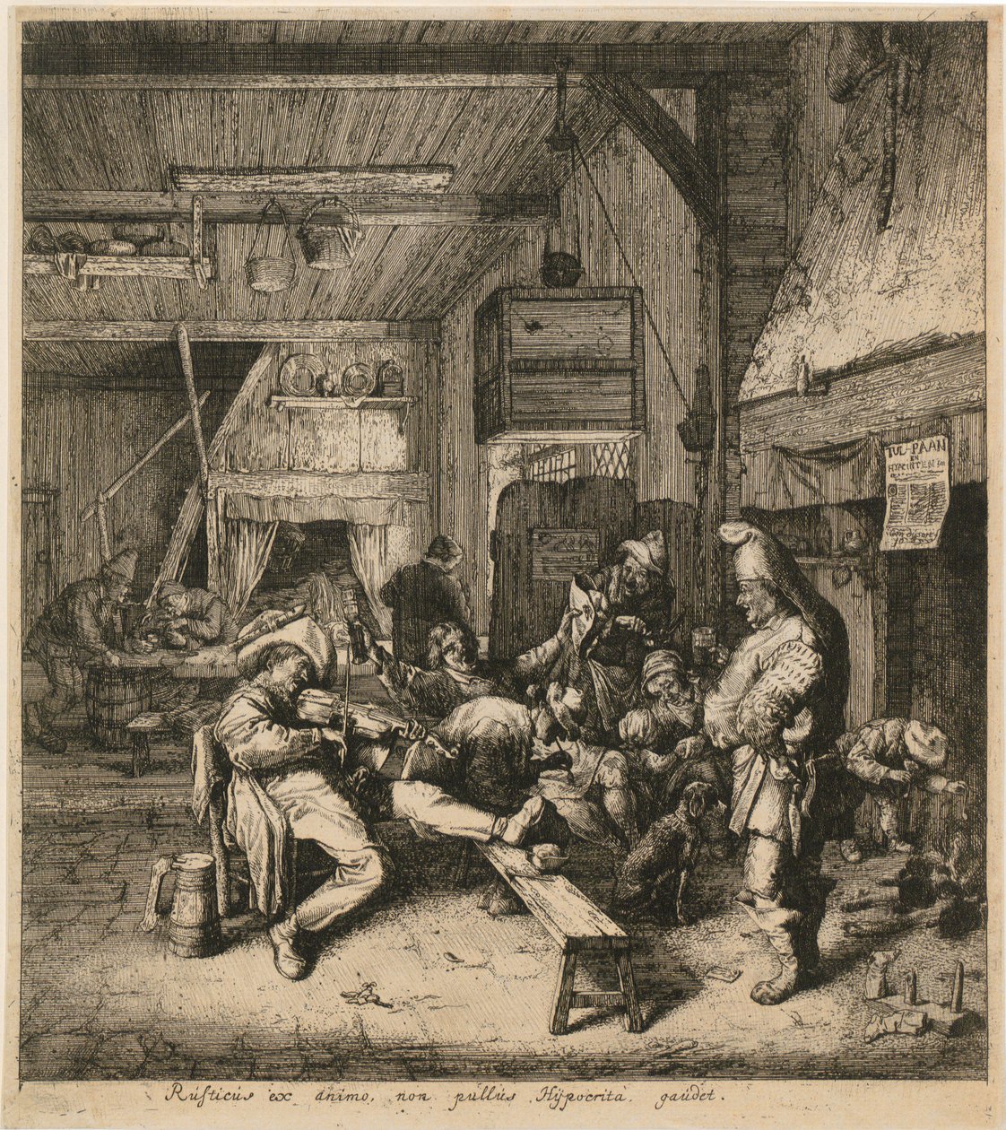 Hegedűs egy fogadóban alkotó: Cornelis Dusart