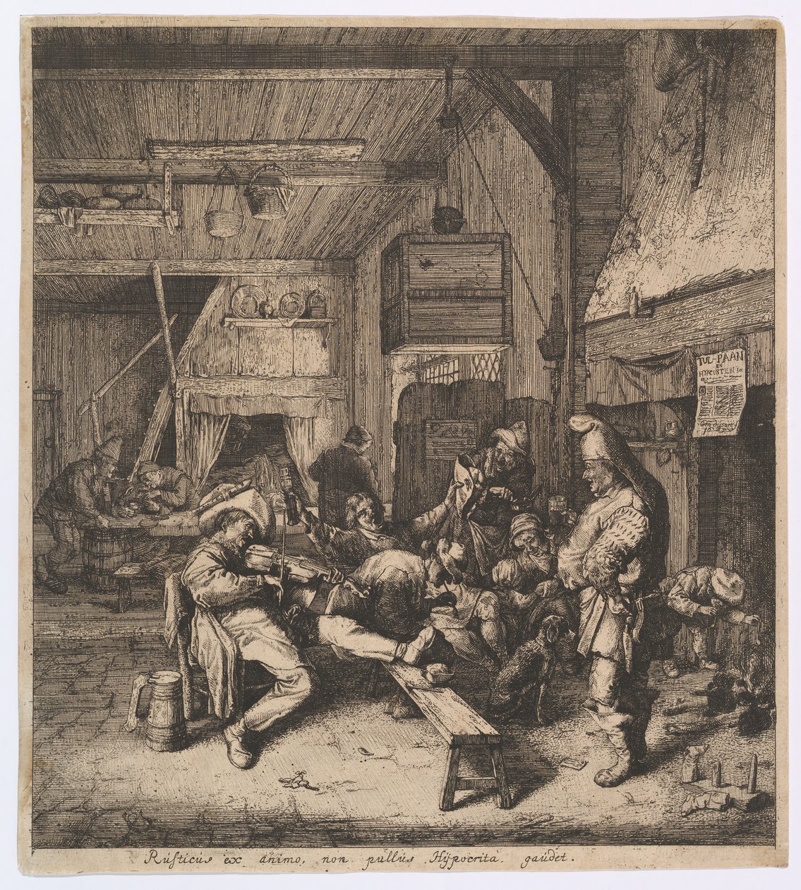 A fogadóban ülő hegedűs, 1685. alkotó: Cornelis Dusart