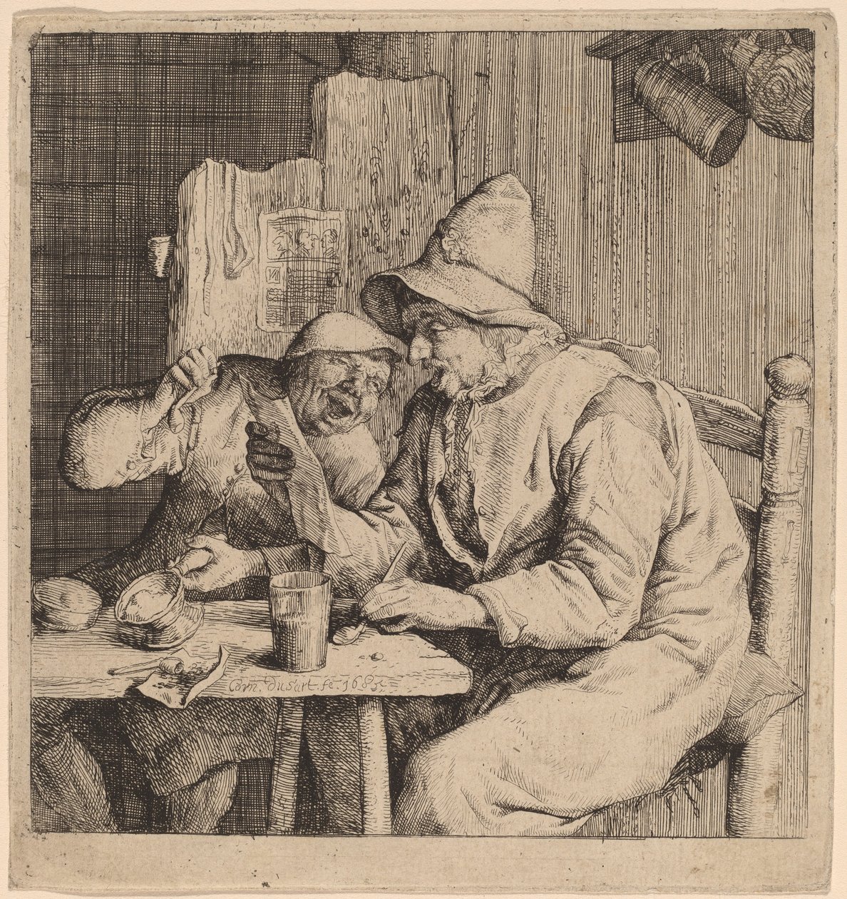 Két paraszt énekel alkotó: Cornelis Dusart