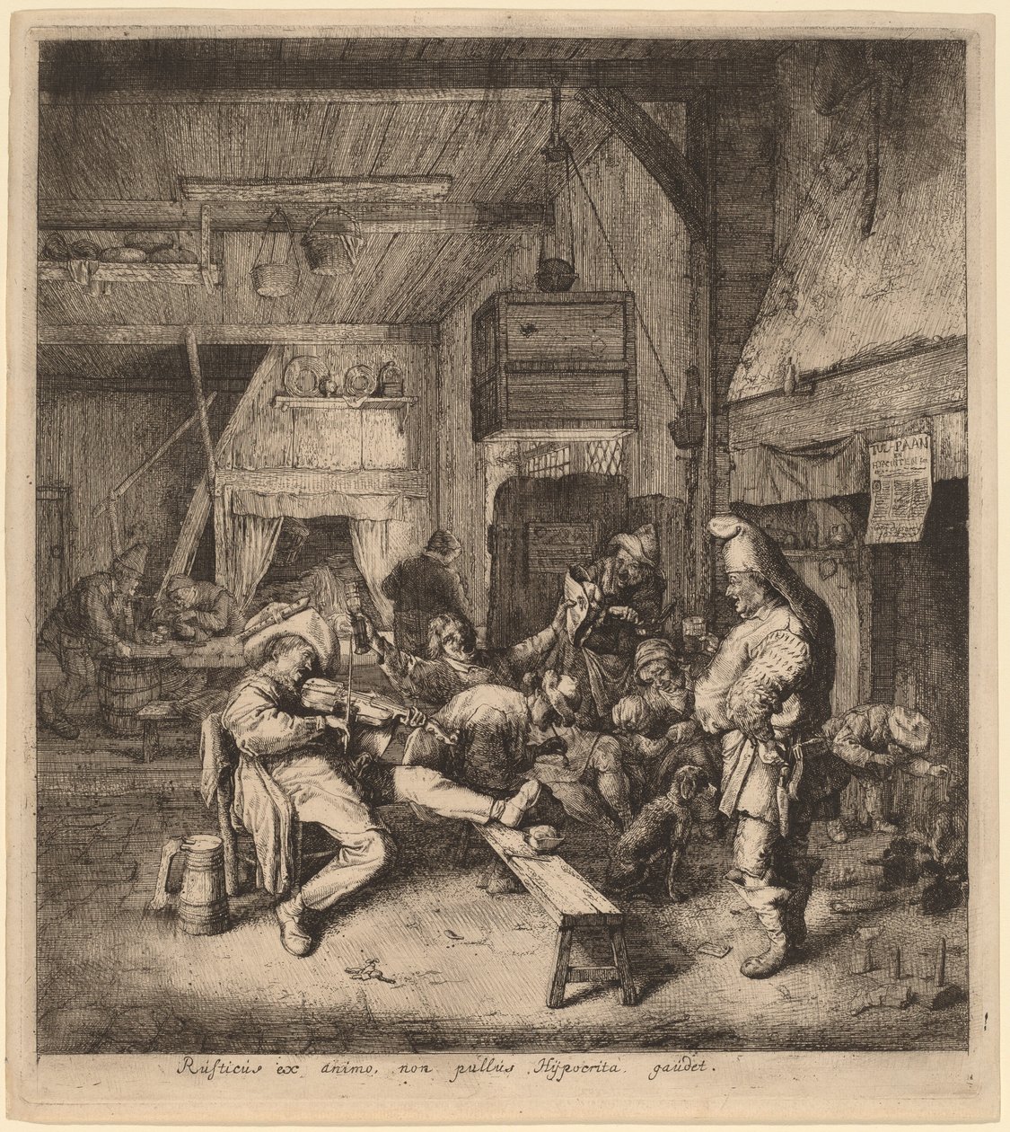 Hegedűs ül egy kocsmában alkotó: Cornelis Dusart