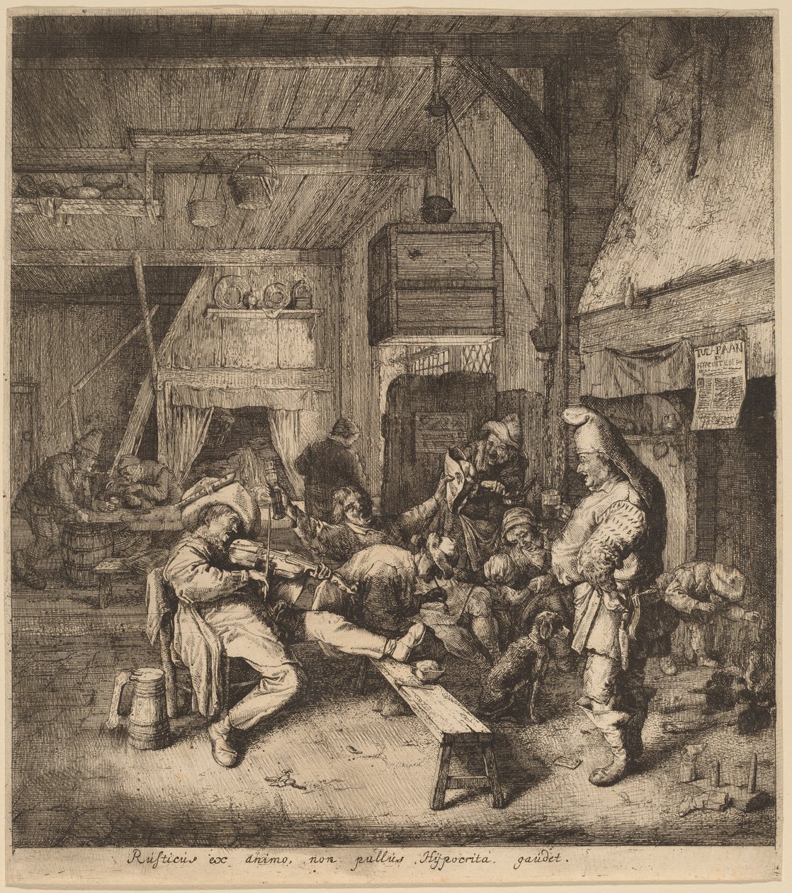 Hegedűs ül egy kocsmában alkotó: Cornelis Dusart