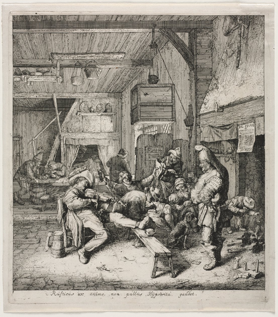 Hegedűs ül a fogadóban alkotó: Cornelis Dusart