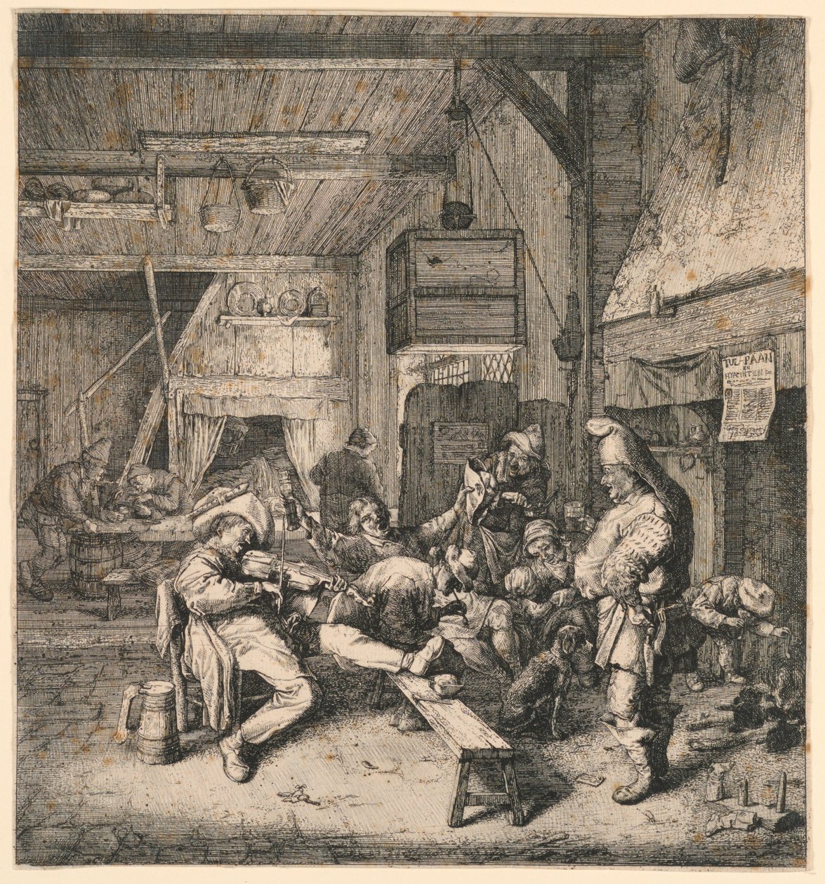 Hegedűs a fogadóban ül alkotó: Cornelis Dusart