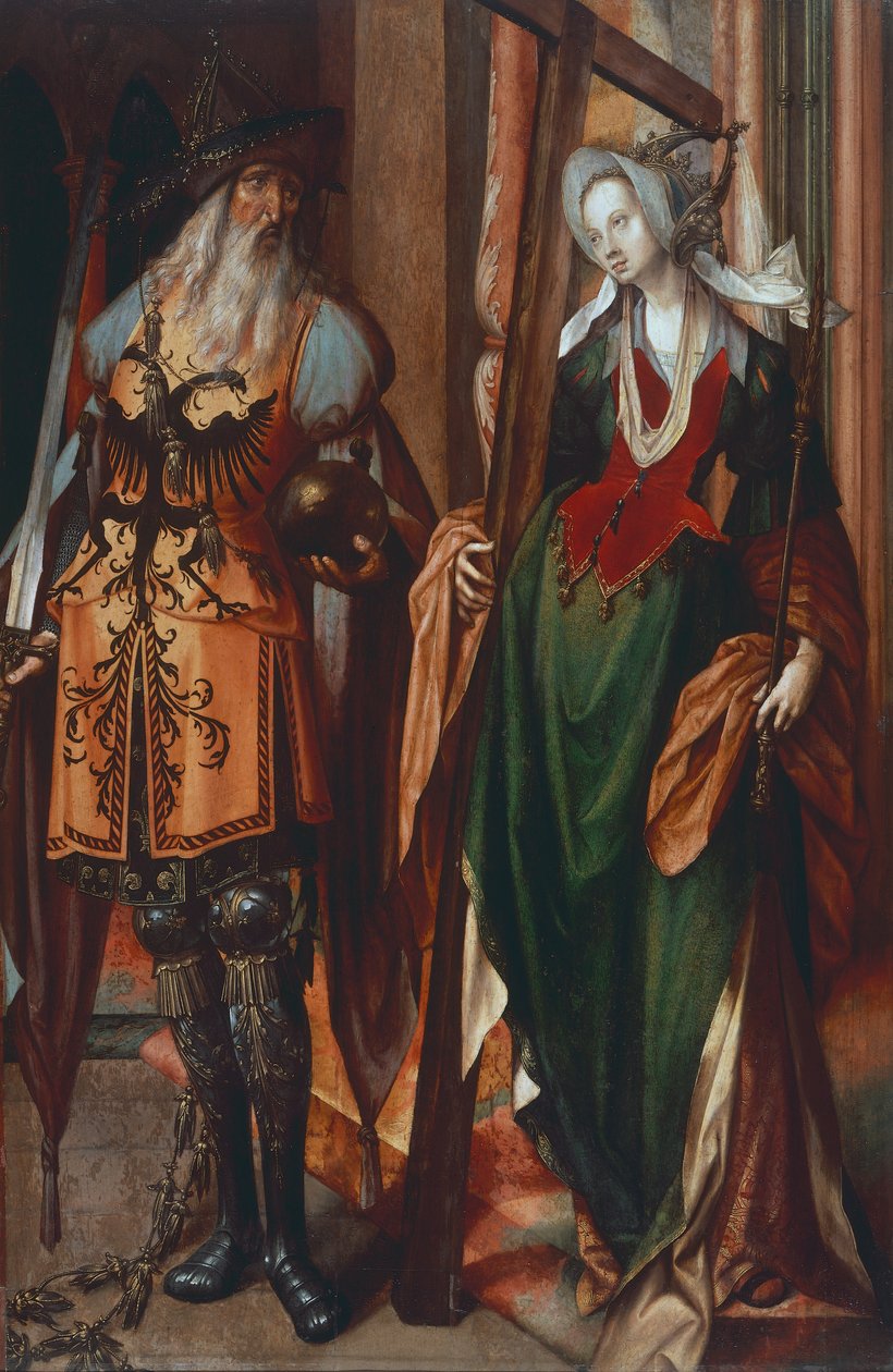 Konstantin császár és Szent Ilona, fára festve alkotó: Cornelis Engebrechtsz