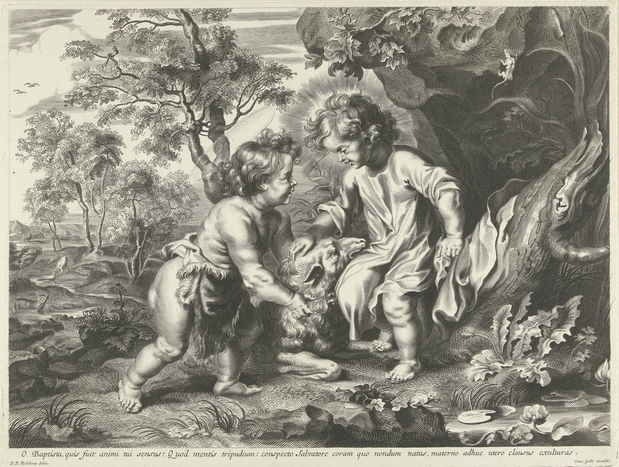 Keresztelő János és Krisztus mint gyermekek alkotó: Cornelis Galle (I) (possibly)