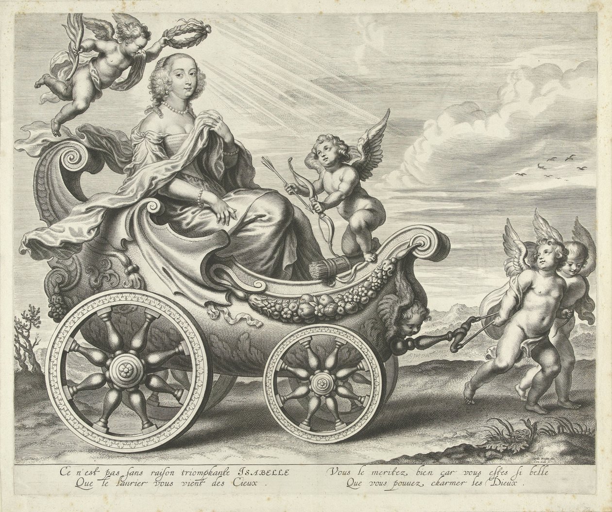 Clara Isabella de Ligne-Arenberg (?) diadalmas szekéren alkotó: Cornelis Galle (I)