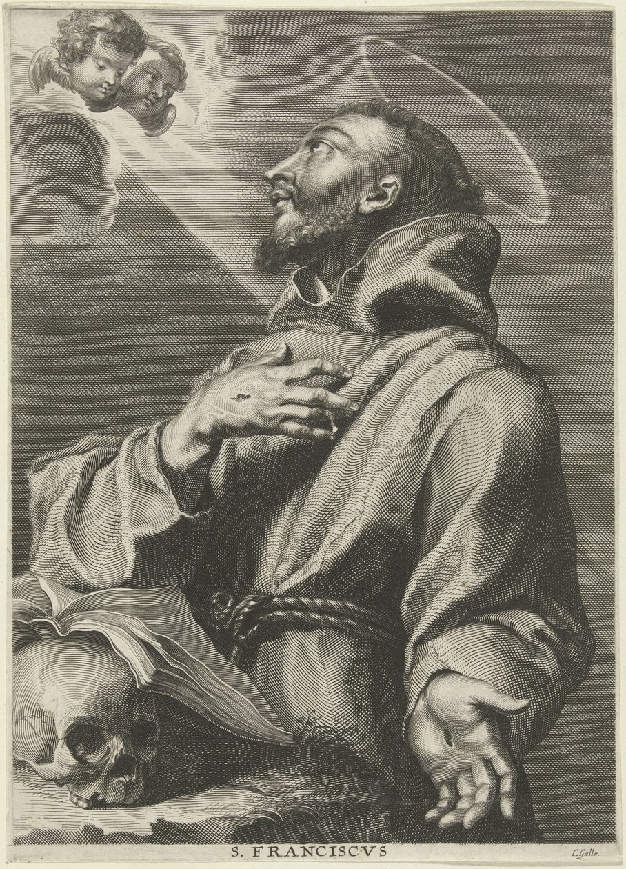 H. Franciscus van Assisi Szent Ferenc (cím a tárgyon) alkotó: Cornelis Galle (I)