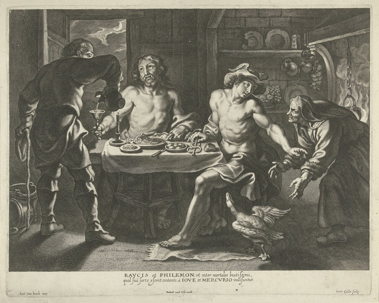 Jupiter és Merkúr Philemon és Baucis házában alkotó: Cornelis Galle (I)