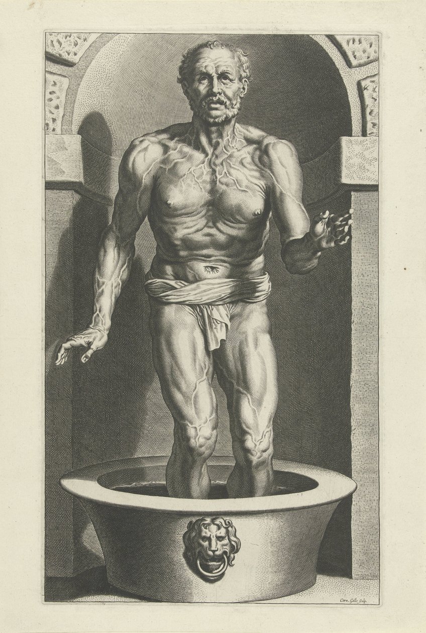 Seneca áll, lába a fürdőben alkotó: Cornelis Galle (I)