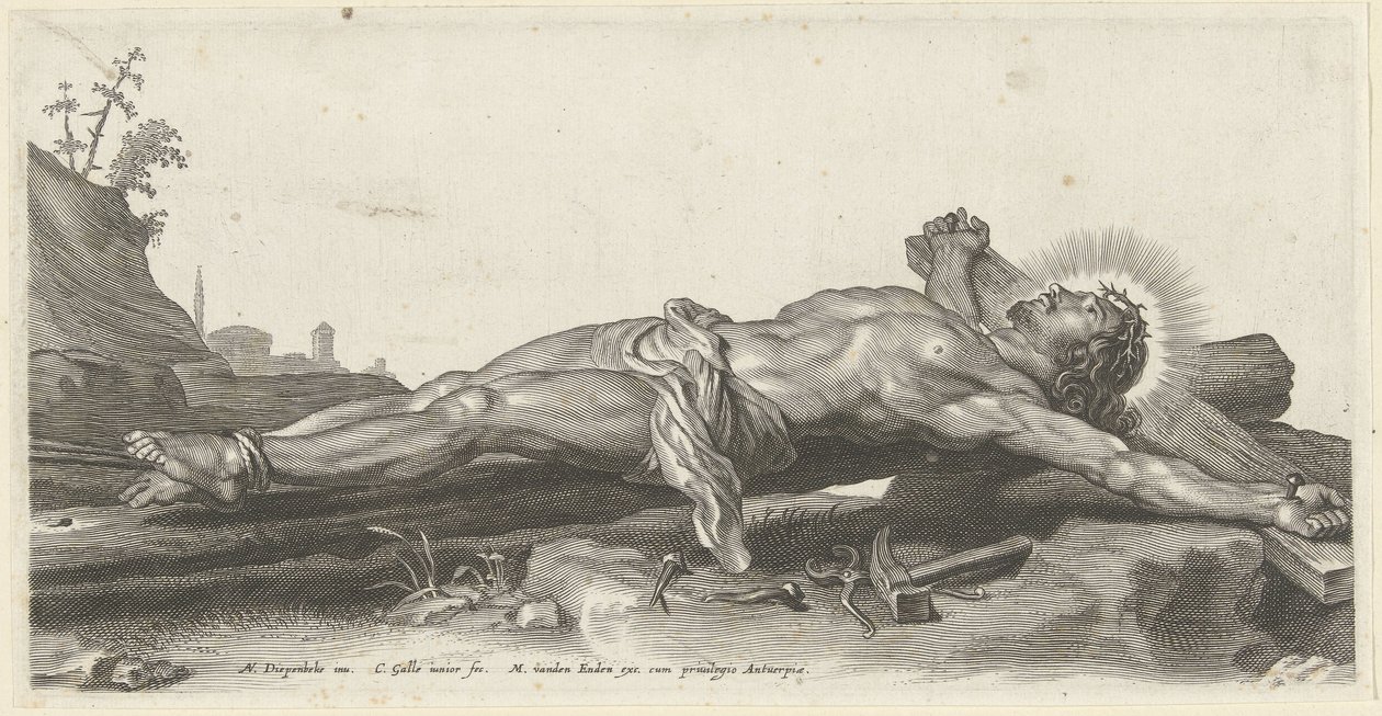Megfeszített Krisztus a földön alkotó: Cornelis Galle (II)