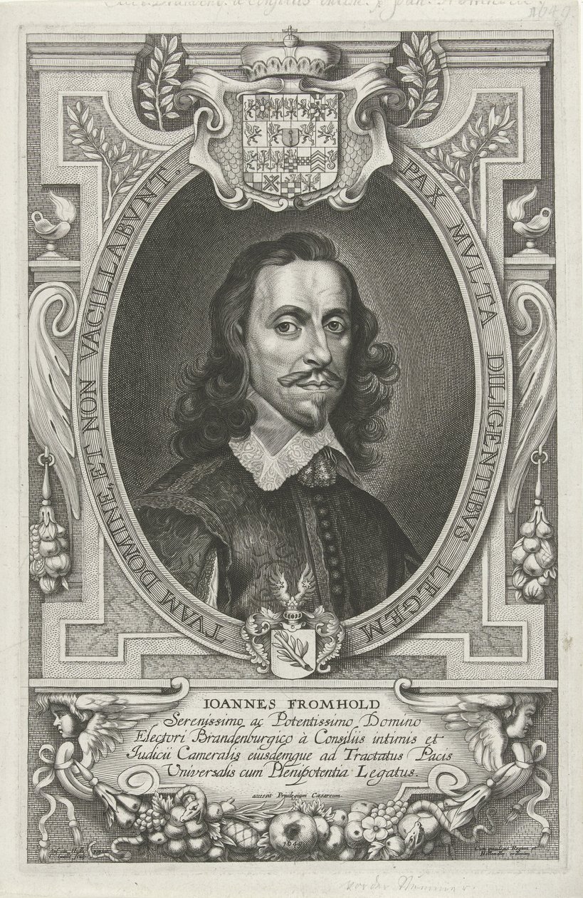 Portré van Johann Fromhold A keresztény név leghíresebb nagykövetei a világ megnyugtatásáért, a kolostor és az Osnabruga (...) (sorozat címe) alkotó: Cornelis Galle (II)