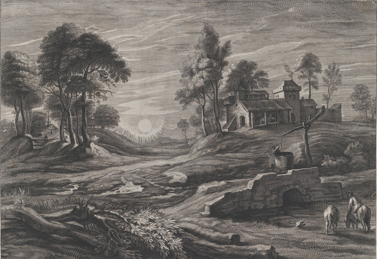 Táj húzó-kúttal, 1638-60. alkotó: Cornelis Galle I