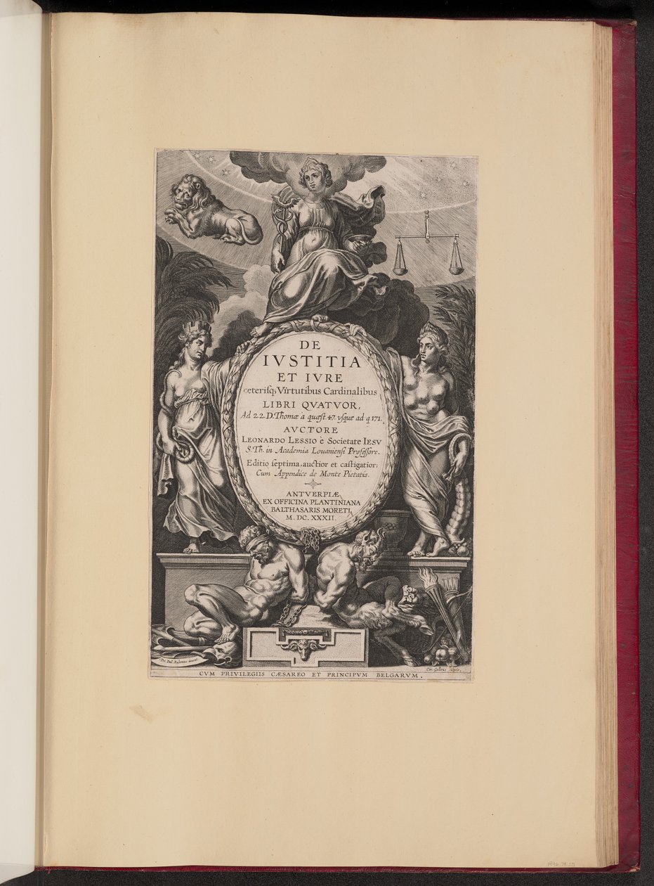 Címlap: Leonard Lessius, De Ivstitia et Ivre alkotó: Cornelis Galle I after Sir Peter Paul Rubens