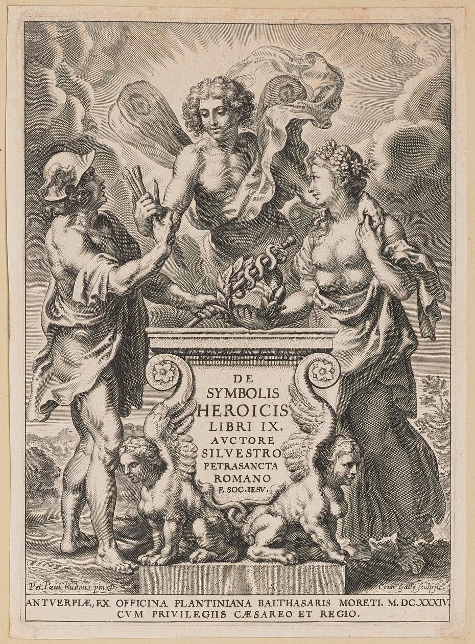 Címlap: Silvester Pietrasanta, A hősi szimbólumokról alkotó: Cornelis Galle I after Sir Peter Paul Rubens