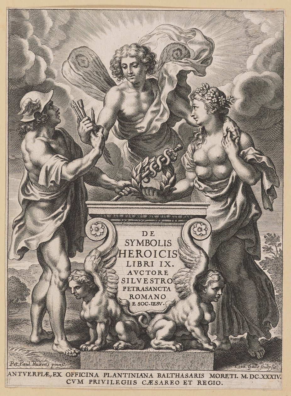 Címlap: Silvester Pietrasanta, A hősi szimbólumokról alkotó: Cornelis Galle I after Sir Peter Paul Rubens
