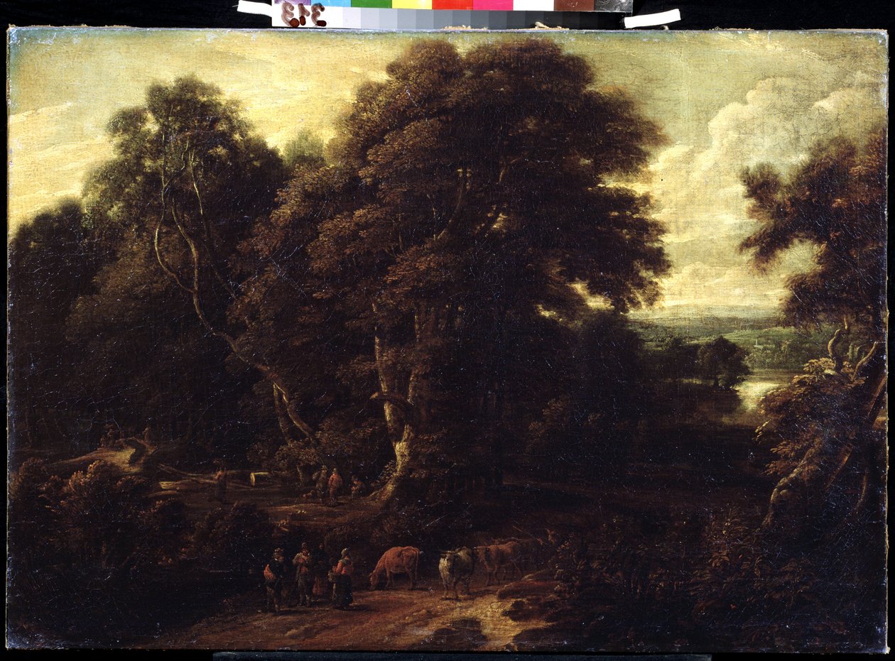 ""Flandria tája tehéncsordával"" Constantinus Cornelis Huysmans (1648-1727) festménye Puskin Múzeum, Moszkva alkotó: Cornelis Huysmans