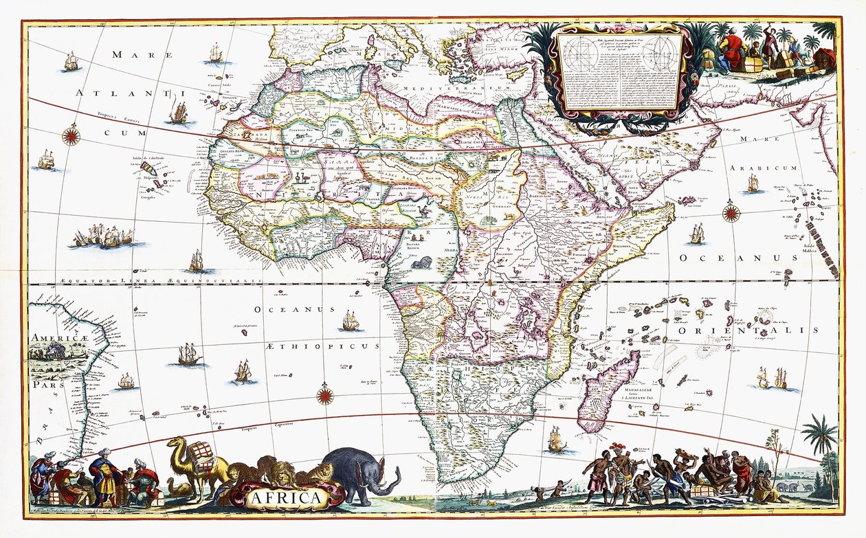 Afrika térképe, 1696 körül (kézzel színezett metszet) alkotó: Cornelis III Danckerts