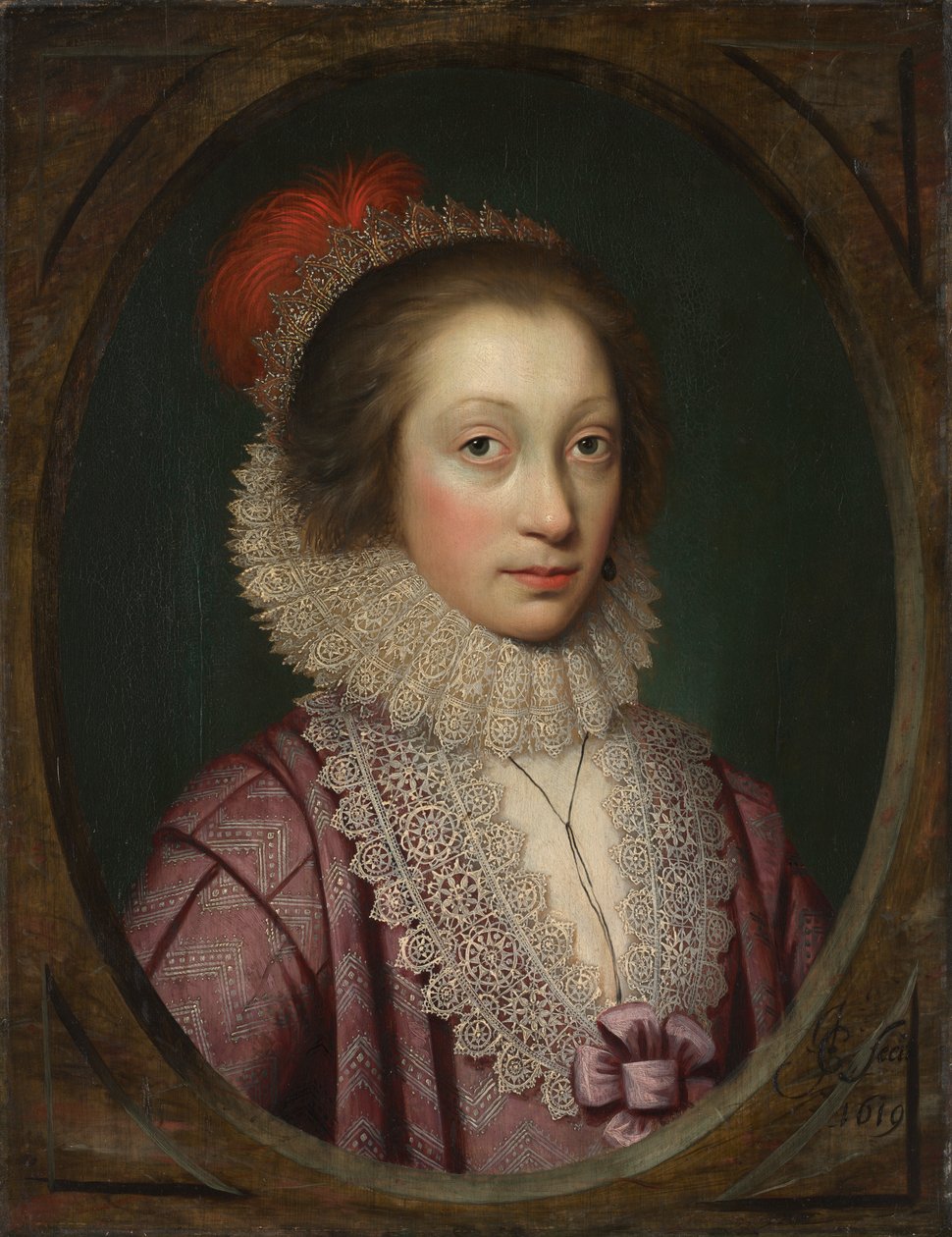 Egy nő portréja, esetleg Elizabeth Boothby alkotó: Cornelis Jonson (called Jonson van Ceulen)