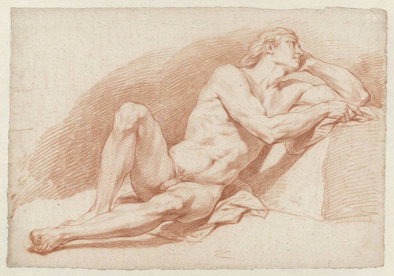 Ülő, támogató férfi akt alkotó: Cornelis Joseph d