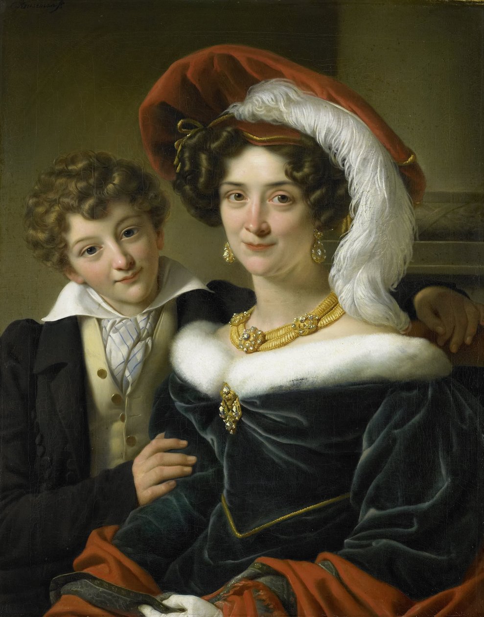 Rudolphina Wilhelmina Elizabeth de Sturler (1798-1873), Johannes van den Bosch gróf második felesége fiukkal, Richard Leeuwenharttal alkotó: Cornelis Kruseman (attributed to workshop of)
