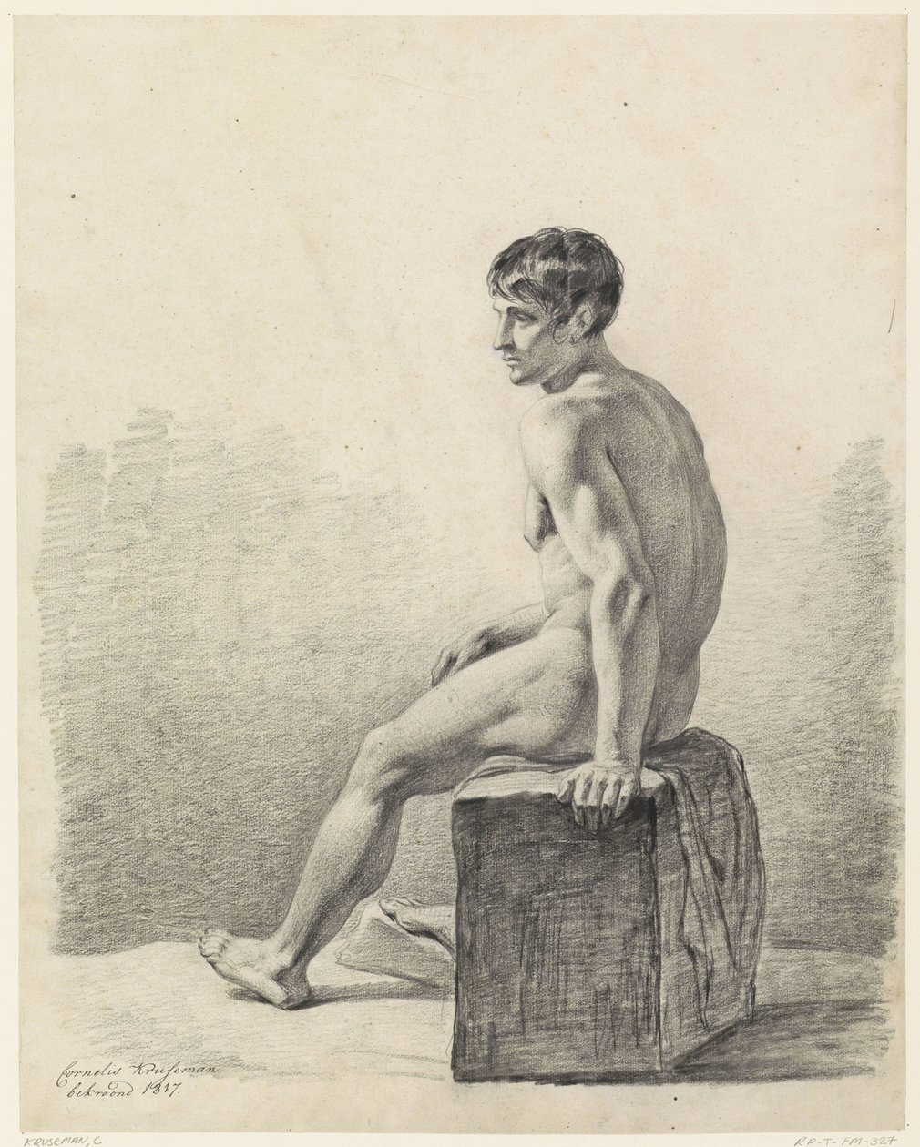 Ülő férfiakt alkotó: Cornelis Kruseman
