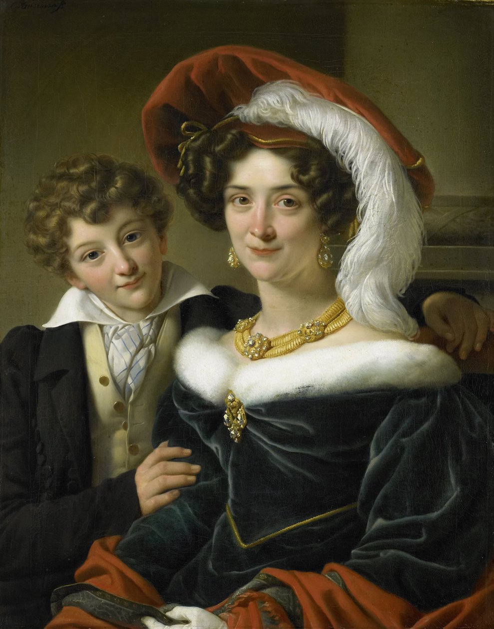 Rudolphina Wilhelmina Elizabeth de Sturler (1798-1873), Johannes van den Bosch gróf második felesége fiukkal, Richard Leeuwenharttal, 1829 alkotó: Cornelis Kruseman