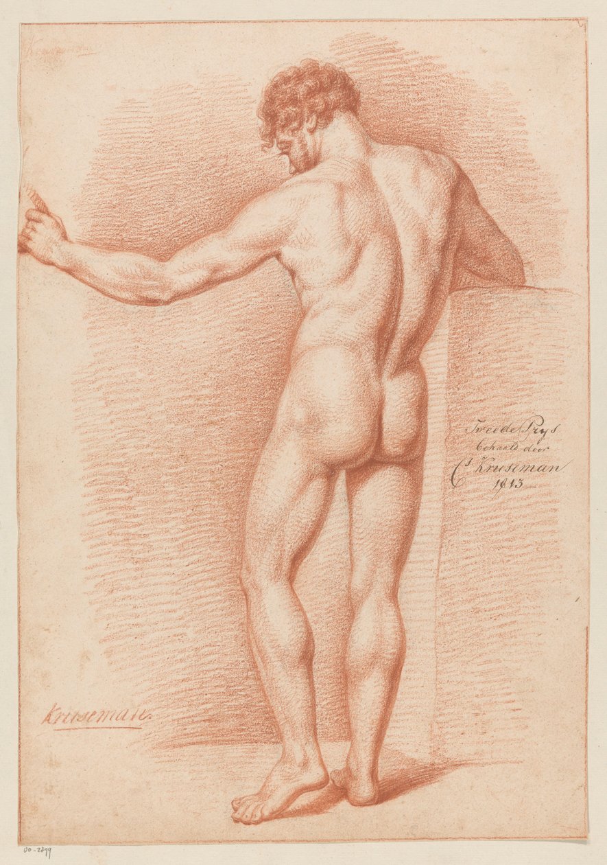Álló férfi akt, hátulról nézve (2. díj 1813) alkotó: Cornelis Kruseman