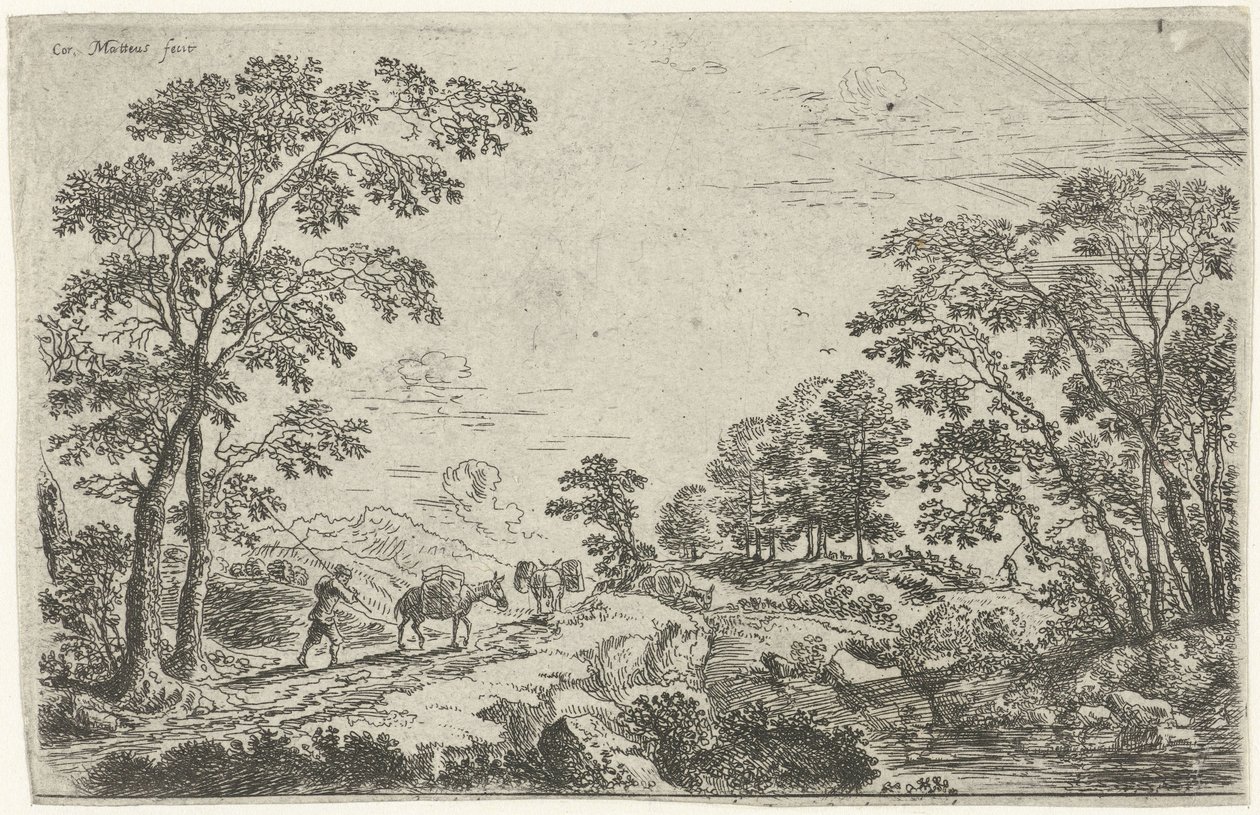 Tájkép öszvérhajtóval alkotó: Cornelis Matthieu